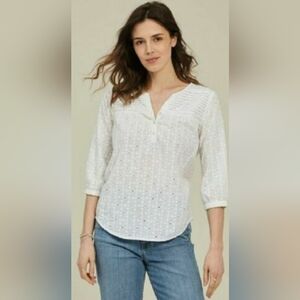 Fat Face 100% Cotton Eyelet  Blouse White  Sz 6 New With Tags